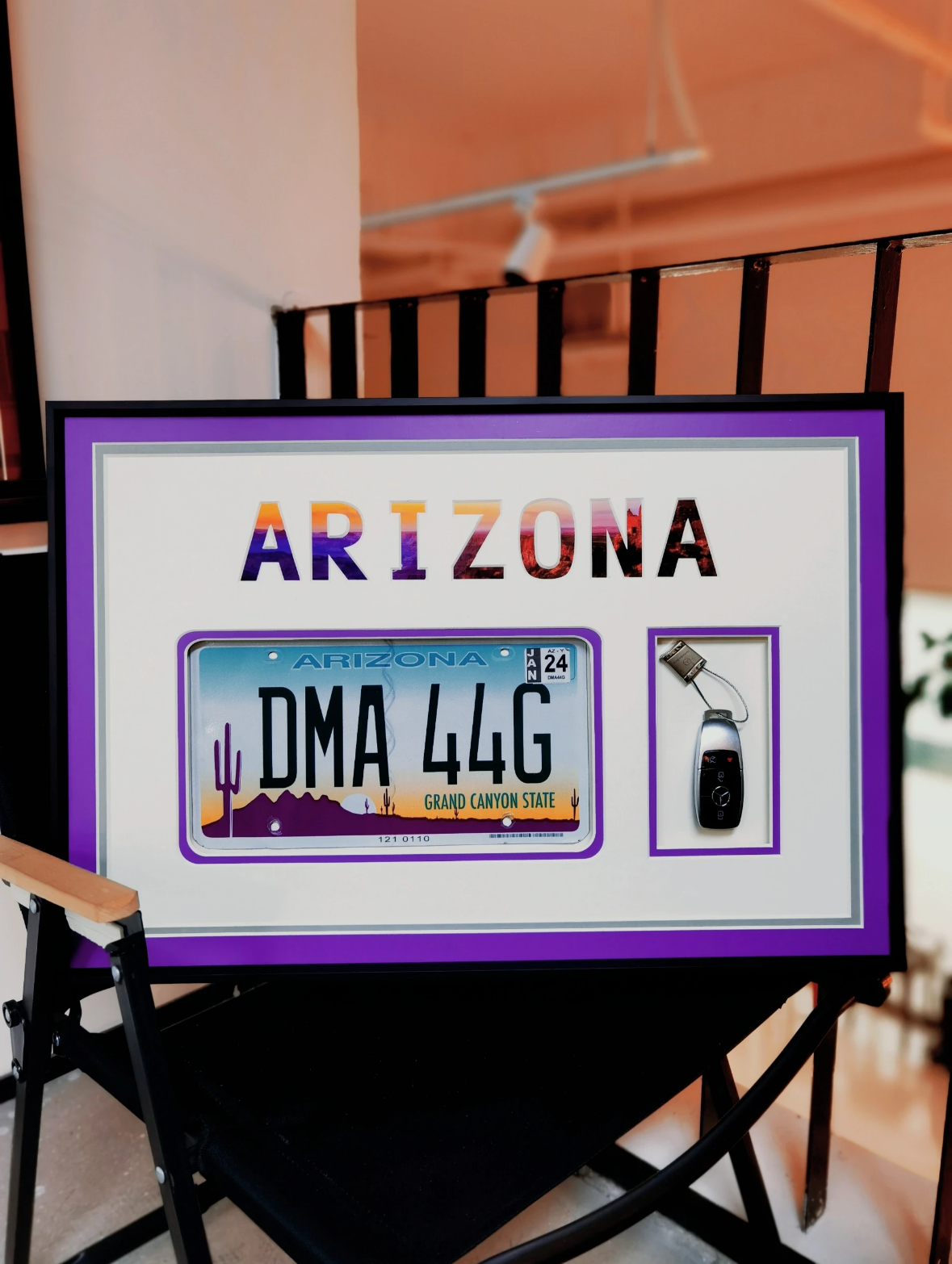 Custom Hand-Crafted License Plate Wall Art | 4 cm Thick Luxury Aluminum Alloy Frame | Personalized Car Plate Décor | Museum-Grade Acid-Free Mat | Premium Gif