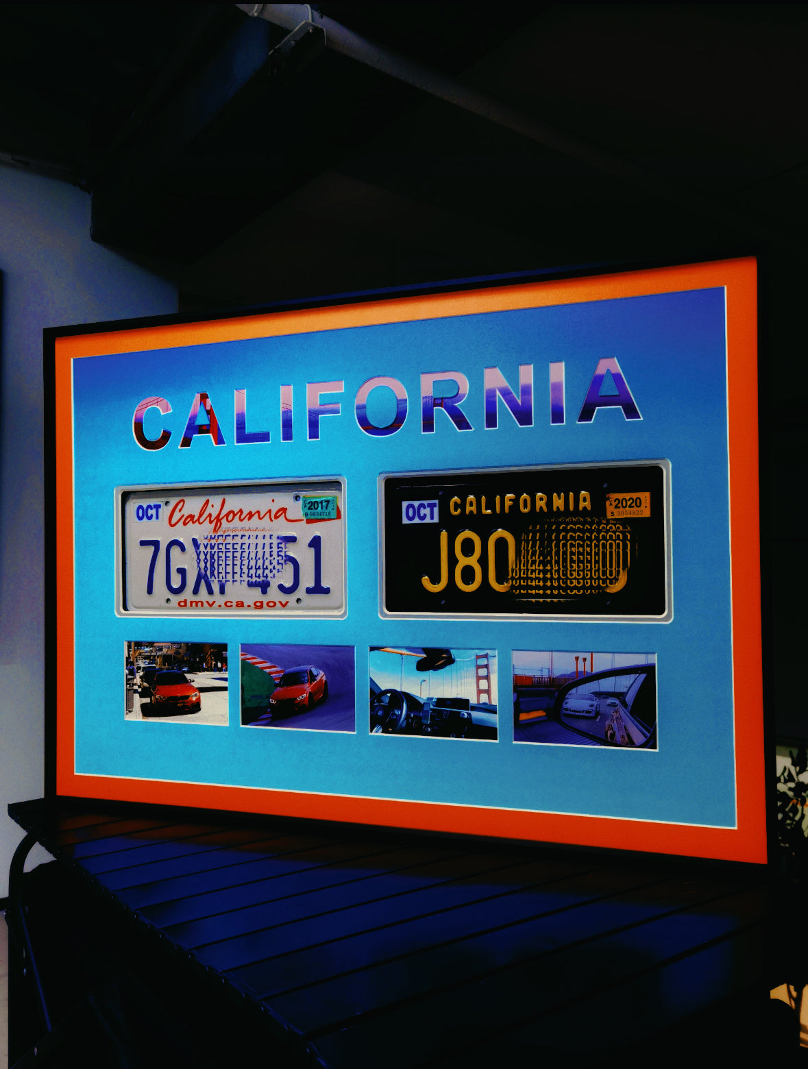 Custom Hand-Crafted License Plate Wall Art | 4 cm Thick Luxury Aluminum Alloy Frame | Personalized Car Plate Décor | Museum-Grade Acid-Free Mat | Premium Gif