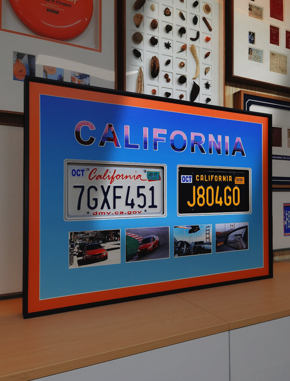 Custom Hand-Crafted License Plate Wall Art | 4 cm Thick Luxury Aluminum Alloy Frame | Personalized Car Plate Décor | Museum-Grade Acid-Free Mat | Premium Gif